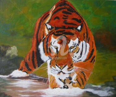 Peinture intitulée "le tigre 1" par Patricia Saulais, Œuvre d'art originale