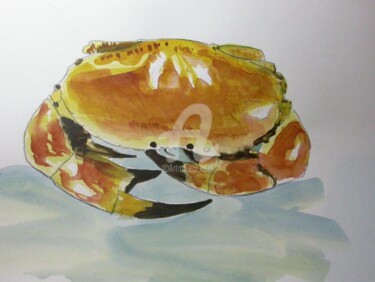 Peinture intitulée "crabe a l'aquarelle…" par Patricia Saulais, Œuvre d'art originale