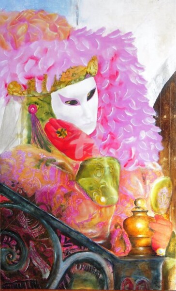 Peinture intitulée "masque N° 1de venise" par Patricia Saulais, Œuvre d'art originale, Huile
