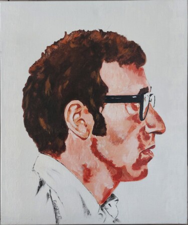 Painting titled "Profil de Woody All…" by Patrick Barrett, Original Artwork, Acrylic Mounted on Wood Stretcher frame