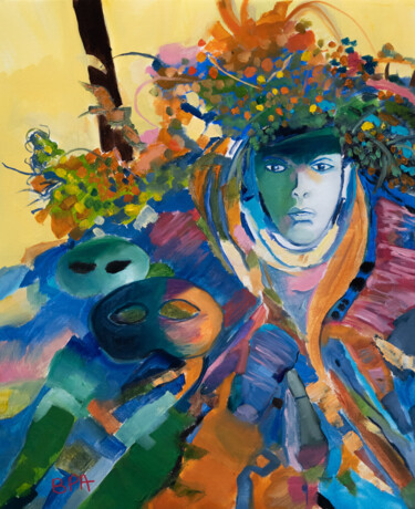 Painting titled "Carnaval de Venise…" by Patrick Bauquel, Original Artwork, Oil Mounted on Wood Stretcher frame