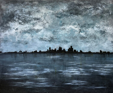 Pintura titulada "Dark city" por Patrick Bel, Obra de arte original, Acrílico Montado en Bastidor de camilla de madera