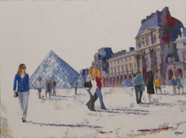 Printmaking titled "Paris" by Patrick Ceron, Original Artwork, Digital Print Mounted on Wood Stretcher frame