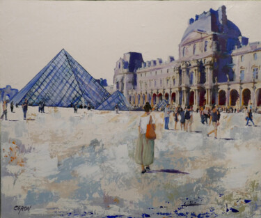 "Paris Louvre" başlıklı Baskıresim Patrick Ceron tarafından, Orijinal sanat, Dijital baskı Ahşap Sedye çerçevesi üzerine mon…