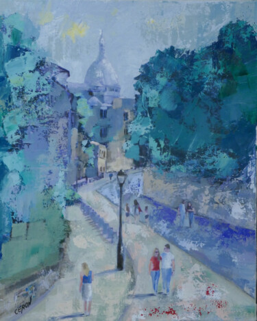 Painting titled "Montmartre" by Patrick Ceron, Original Artwork, Acrylic Mounted on Wood Stretcher frame