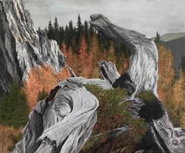Peinture intitulée "Souche en résistance" par Patrick Egger, Œuvre d'art originale, Acrylique Monté sur Châssis en bois