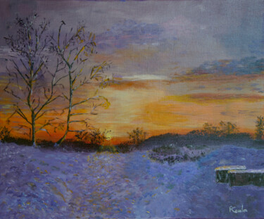 Painting titled "Quiétude hivernale" by Patrick Kessler, Original Artwork, Acrylic Mounted on Wood Stretcher frame