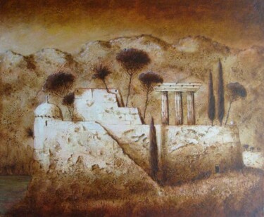 Pintura intitulada "forteresse" por Patrick Lalande, Obras de arte originais, Óleo