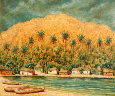 Картина под названием "paysage du sud.haïti" - Patrick Lalande, Подлинное произведение искусства, Масло