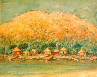 Картина под названием "paysage du sud.haïti" - Patrick Lalande, Подлинное произведение искусства, Масло