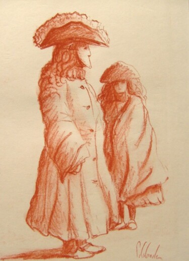 Dessin intitulée "Vénitiens" par Patrick Lalande, Œuvre d'art originale, Pastel