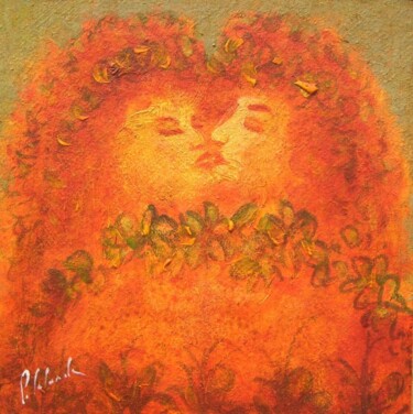 Pittura intitolato "le baiser, voyage à…" da Patrick Lalande, Opera d'arte originale, Olio