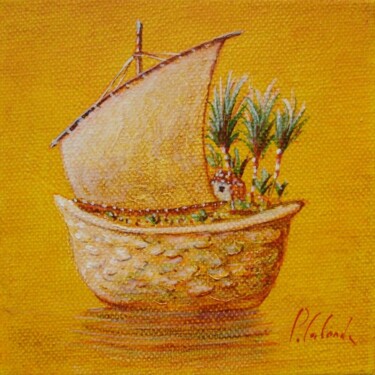 Peinture intitulée "la coquille de noix" par Patrick Lalande, Œuvre d'art originale, Huile