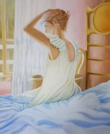 Painting titled "Matin d'été" by Patrick Magne, Original Artwork, Oil