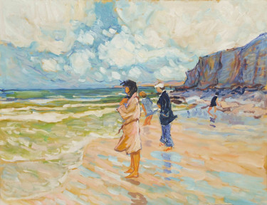 Painting titled "Au bord de la mer (…" by Patrick Marie, Original Artwork, Oil
