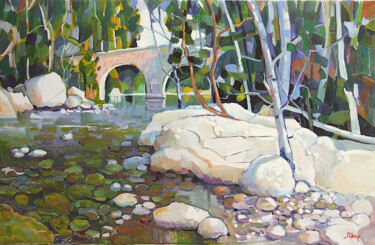 Peinture intitulée "Le vieux pont" par Patrick Marie, Œuvre d'art originale, Huile