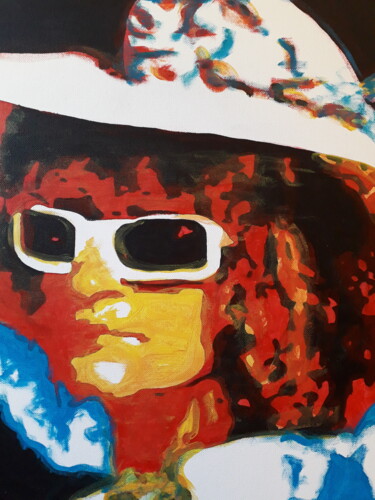 Painting titled "Michel Polnareff" by Patrick Mauxion (MAUX), Original Artwork, Acrylic Mounted on Wood Stretcher frame