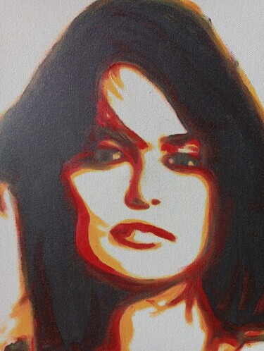 Painting titled "Penelope Cruz" by Patrick Mauxion (MAUX), Original Artwork, Oil Mounted on Wood Stretcher frame