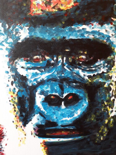 Malarstwo zatytułowany „Le gorille” autorstwa Patrick Mauxion (MAUX), Oryginalna praca, Akryl Zamontowany na Drewniana rama…