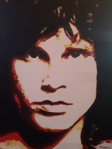 Ζωγραφική με τίτλο "Jim Morrison" από Patrick Mauxion (MAUX), Αυθεντικά έργα τέχνης, Ακρυλικό Τοποθετήθηκε στο Ξύλινο φορείο…