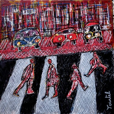 Malerei mit dem Titel "scènes de rue" von Patrick Tourtel, Original-Kunstwerk, Acryl