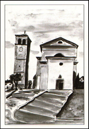 绘画 标题为“Chiesa di Pucûi” 由Patrick Tubaro, 原创艺术品, 铅笔