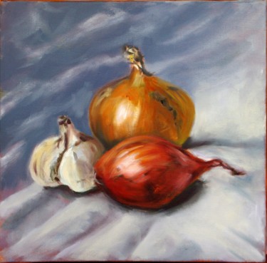 Картина под названием "Oignons  & échalotes" - Patrick Briere, Подлинное произведение искусства, Масло