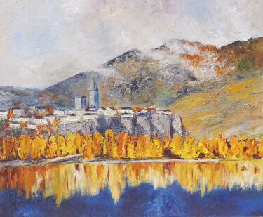 Pintura intitulada "Automne à Embrun" por Patrick Lemiere, Obras de arte originais, Óleo