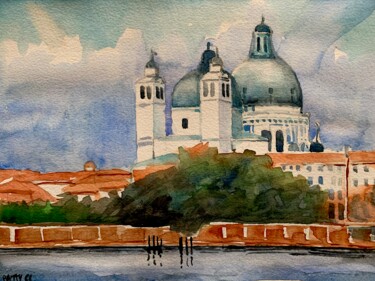 Painting titled "Bianco e nuvole" by Patrizia Salcini, Original Artwork, Watercolor