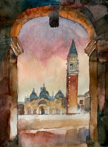 Schilderij getiteld "Venezia Mistica" door Patrizia Salcini, Origineel Kunstwerk, Aquarel
