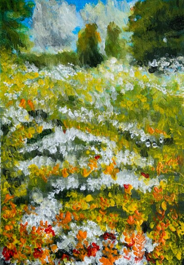 Schilderij getiteld "Il mare di fiori, S…" door Patrizia Salcini, Origineel Kunstwerk, Acryl