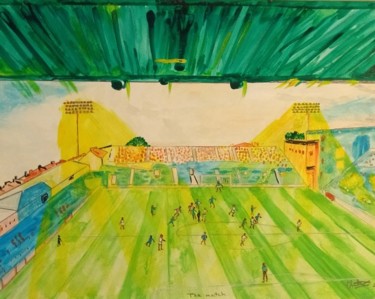 Schilderij getiteld "Fantasy football" door Paul Antwis, Origineel Kunstwerk, Aquarel