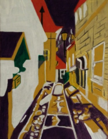 Painting titled "Village alleyway" by Paul Antwis, Original Artwork, Acrylic