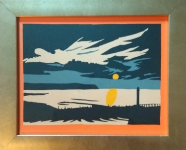 Printmaking titled "Whitby harbour" by Paul Antwis, Original Artwork, Screenprinting