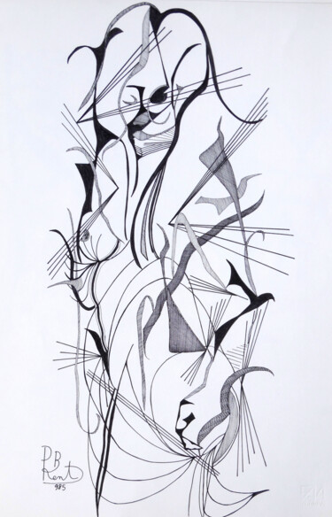 Рисунок под названием "Nudo femminile in p…" - Paul Bonnie Kent, Подлинное произведение искусства, Чернила