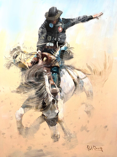 Pittura intitolato "The Art Of Rodeo No…" da Paul Cheng, Opera d'arte originale, Acrilico Montato su Telaio per barella in l…