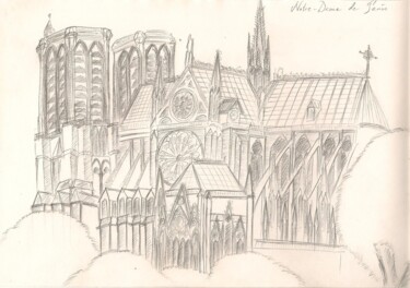 「Cathédrale Notre-Da…」というタイトルの描画 Paul-Éric Langevinによって, オリジナルのアートワーク, コンテ
