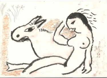 Dessin intitulée "Chagall 18" par Paul-Éric Langevin, Œuvre d'art originale, Pastel