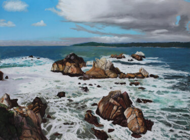 Malerei mit dem Titel "Rocky Shores of Poi…" von Paul Harman Harman, Original-Kunstwerk, Pastell