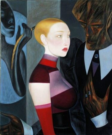 Peinture intitulée "La rose et la griffe" par Paul Laurenzi, Œuvre d'art originale, Huile