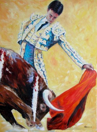 Pittura intitolato "Corrida, Enrique Po…" da Paul-Louis Recco, Opera d'arte originale, Olio