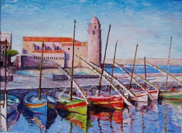 Painting titled "Port de Collioure (…" by Paul-Louis Recco, Original Artwork, Oil