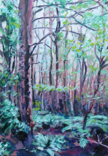 Pittura intitolato "Walk in the woods 1" da Paul Mckee, Opera d'arte originale, Olio