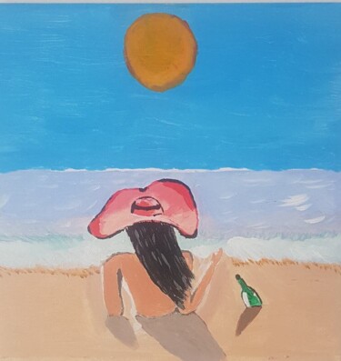 Painting titled "Relaxing on the bea…" by Paul O'Neill, Original Artwork, Acrylic