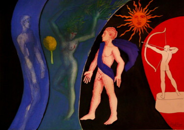 Картина под названием "Apollon et Daphne V" - Paul Rossi, Подлинное произведение искусства, Гуашь