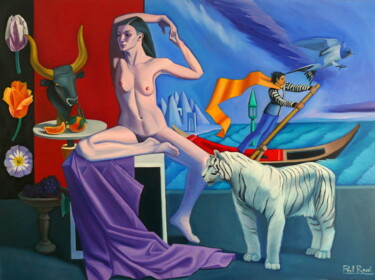 Картина под названием "Ariadne On Naxos" - Paul Rossi, Подлинное произведение искусства, Масло