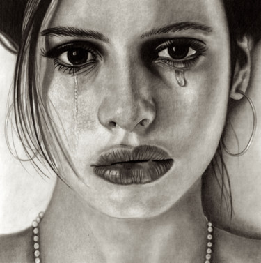 Dessin intitulée "Sad Beauty" par Paul Stowe, Œuvre d'art originale, Graphite