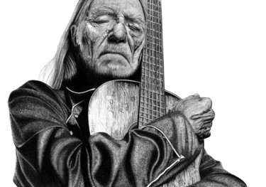 Dessin intitulée "Willie Nelson" par Paul Stowe, Œuvre d'art originale, Graphite