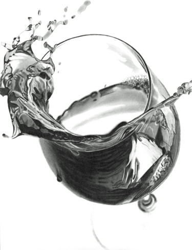 Dessin intitulée "Red Wine Splash" par Paul Stowe, Œuvre d'art originale, Graphite