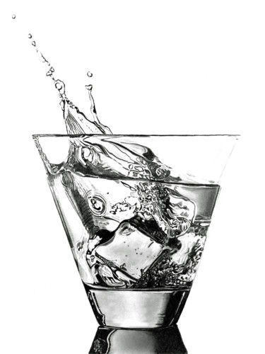 Drawing titled "Cosmopolitan Splash" by Paul Stowe, Original Artwork, Graphite